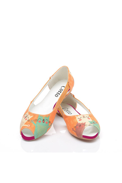 Cotto Shoes Γυναικείες μπαλαρίνες εμπριμέ πολύχρωμες λινές