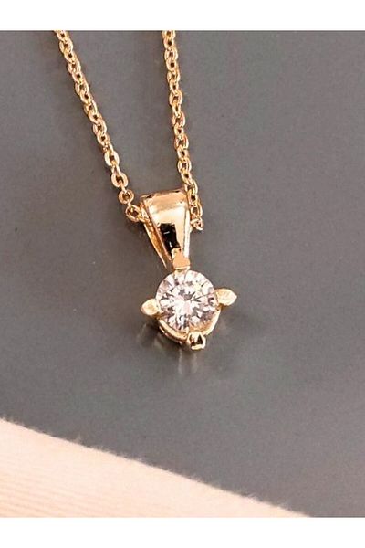 TÜKKAN ACCESSORİES ROUND ZIRCON STONE GOLD MINIMAL ELEGANT NECKLACE-SLEEVE153
