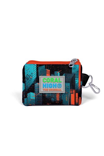 Coral High Black Patterned Race Car Coin Bag - Kids 21894