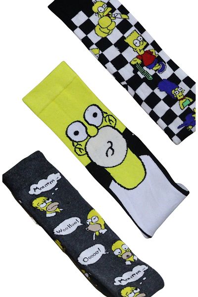 Fuddy Moda Σετ 3 πολύχρωμες κάλτσες με σχέδια Simpson