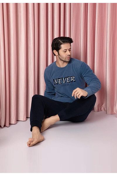 CALİA Ανδρικό Σετ Πιτζάμες Fleece με λαιμόκοψη