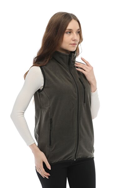 GHASSY CO. Women's Khaki Fleece Multi-Pocket Trekking Dark Sports Vest