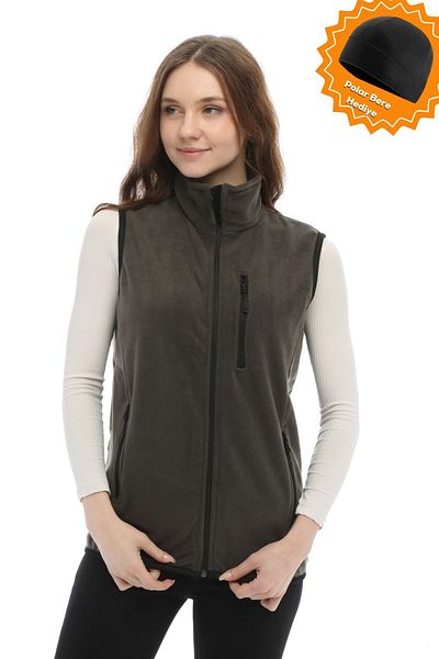 GHASSY CO. Women's Khaki Fleece Multi-Pocket Trekking Dark Sports Vest