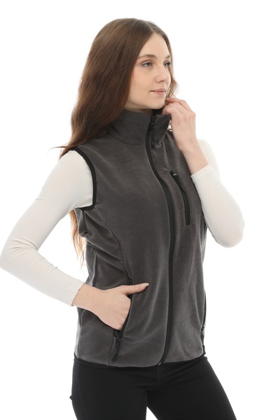 GHASSY CO. Women's Fleece Multi-Pocket Trekking Dark Gray Sports Vest