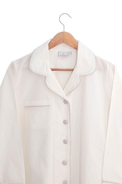 Ecocotton Σετ γυναικείες πιτζάμες Reya Cream - 100% οργανικό βαμβάκι, λινό, "Small"