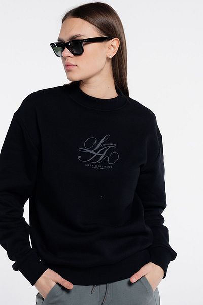 Friday Offset Hanorac negru pentru femei Dom, cu gât crew, extra oversize - 3 fire