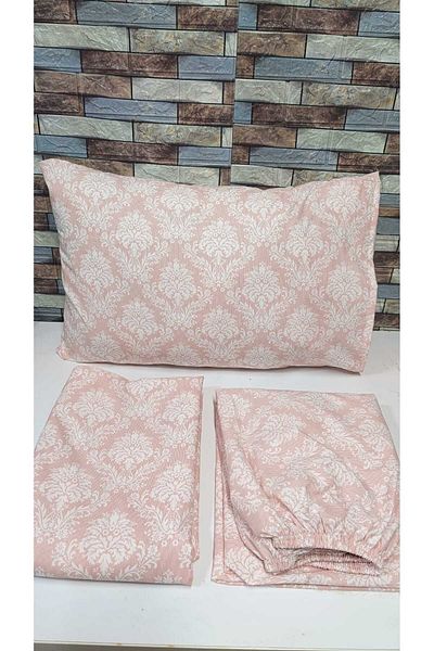Gasel Home SINGLE PERSON COTTON LEAF RUBBERED Duvet Cover Set (Shawl-DAMAKS Pattern)