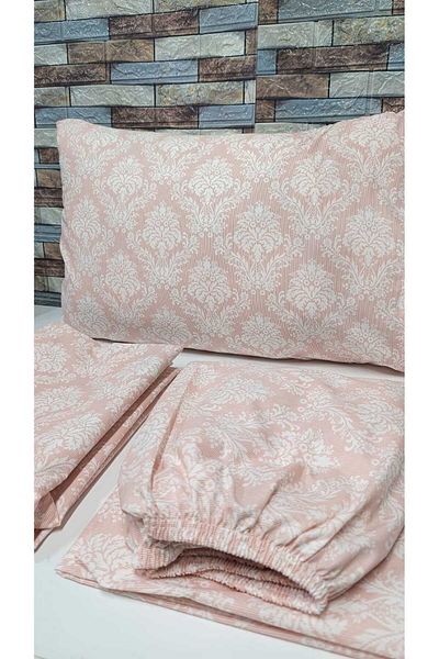Gasel Home SINGLE PERSON COTTON LEAF RUBBERED Duvet Cover Set (Shawl-DAMAKS Pattern)