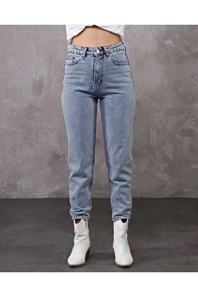 Geppetto Leo Erva Blue Snow Wash Mom Boyfriend Jean Colector Power Lycra pentru femei