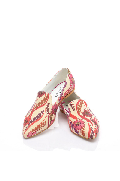 Cotto Shoes حذاء باليرينا نسائي من الكتان الملون المطبوع