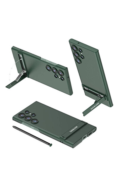 ZM STORE حافظة Galaxy S24 ألترا متوافقة مع الكاميرا محمية بكاميرا غير لامعة ناعمة غير لامعة بغطاء صلب غير لامع مع حامل عمودي