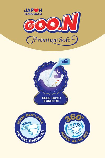 Goo.n Premium Soft Size 6 Super Soft Tape Baby Diapers - 22 Pieces