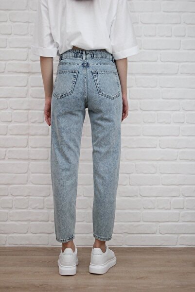 Geppetto Leo Snow Blue Acid Washed High Waist Mom Jeans
