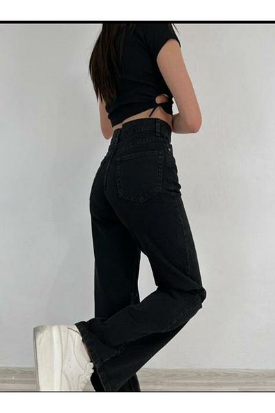 Geppetto Lycra Γυναικείο Μαύρο Σούπερ Ψηλόμεσο Τζιν Τζιν Palazzo
