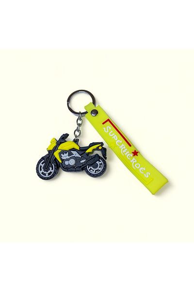 neptünstore Kawasaki Yellow Motor, 3D Keychain with Motorcycle Figure