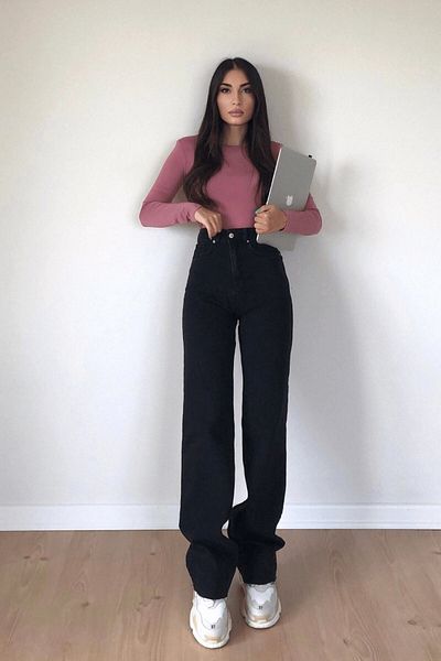 Geppetto Leo Penelope black Lycra Super High Waist Loose Jeans Palazzo Pants (SUPER HIGH) Wide Leg