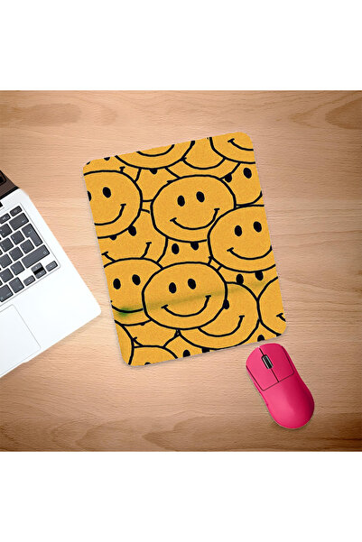 UcuruStore Mouse Pad dreptunghiular cu emoji-uri galbene zâmbitoare și suport...