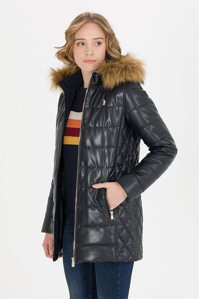 U.S. Polo Assn. Jachetă de piele albastru bleumarin pentru femei