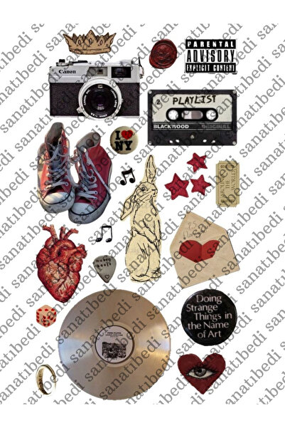 sanatıbedi Vintage Playlist Temalı Sticker Bullet Journal Scrapbook Ajanda La...