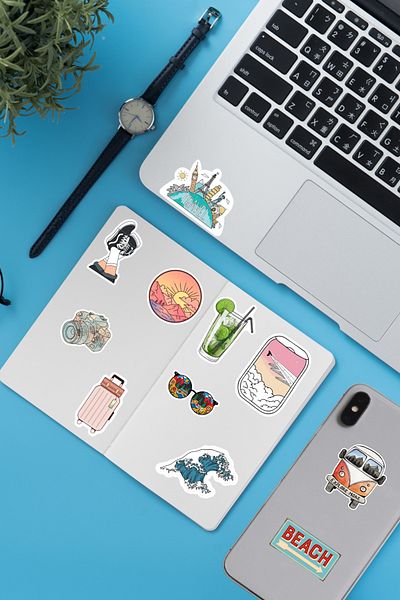 sanatıbedi Autocolant pentru notebook pentru laptop, tabletă, cu tematică de călătorie de vară