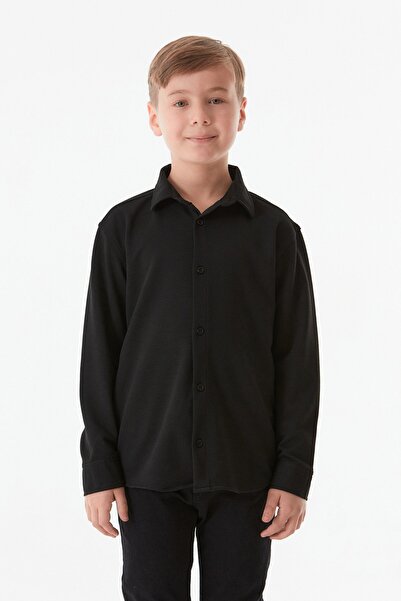 Fulla Moda Cămașă pentru băiat cu nasturi cu coaste