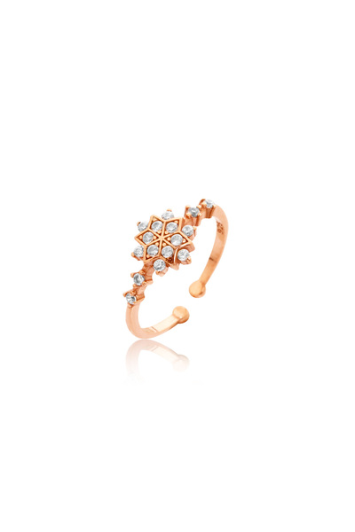 Sahira Jewelry Kar Tanesi Ayarlanabilir 14 K Rose Altın Kaplama Kadın Yüzük