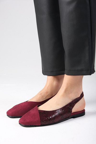 Mio Gusto Debby Burgundy Color Open Back Women's Flat Ballerina Shoes