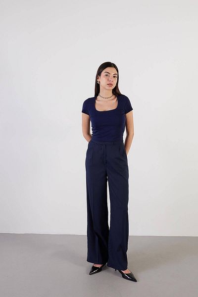 Addax Velcro Closure Wide Leg Trousers PN3301-İ7