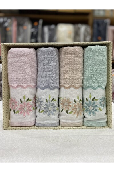 Özdilek ÖZDİLEK ОБРОБЛЕНИЙ РУШНИК, 4 ШТУКИ В КОРОБЦІ