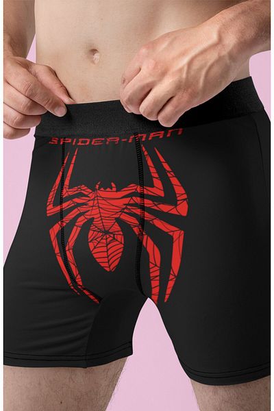 Fuddy Moda Ανδρικά μπόξερ με τυπωμένο κείμενο Spider Man Modal χτενισμένο βαμβακερό ύφασμα Άνετη εφαρμογή