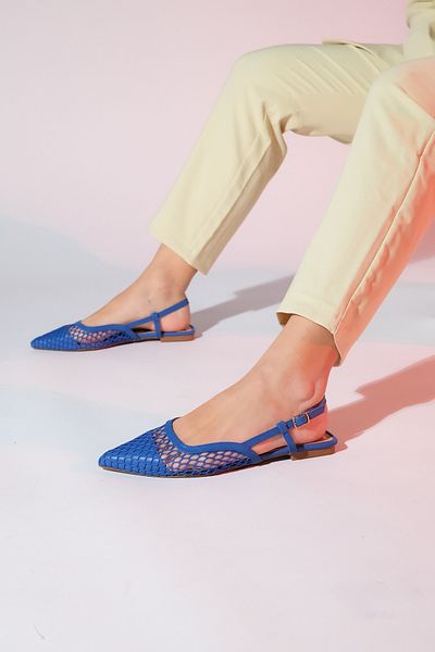 LuviShoes BRACE Damen-Sandalen aus Denimblau mit geschlossener Zehenpartie aus Leder und Mesh