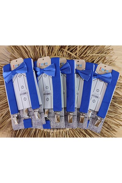 Monkabox Set papion cu bretele albastre Saks pentru băiat 5 buc 23 aprilie-29 octombrie