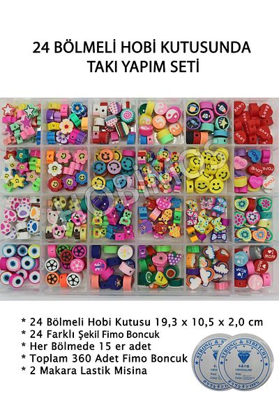 Hobimos 360 Pieces Fimo Bead Jewelry Making Set in 24 Compartments Hobby Box