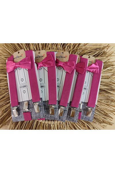 Monkabox Fuchsia Pink Suspender Bow Tie Set of 5