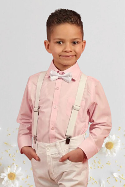 Nacar Erkek Çocuk 23 Nisan Uzun Kol Pembe Gömlek Keten Gösteri Okul Tören 024