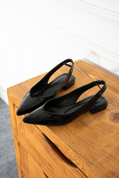 volarescarpe Kadın Günlük Siyah Rugan Babet Lotus