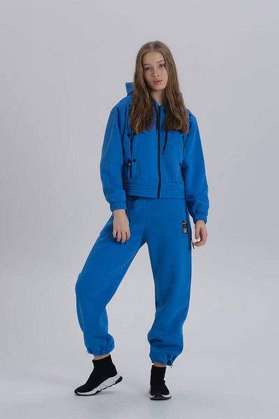 DAVID&GERENZO Set de trening oversize cu glugă cu fermoar și detaliu de șireturi în cruce albastră