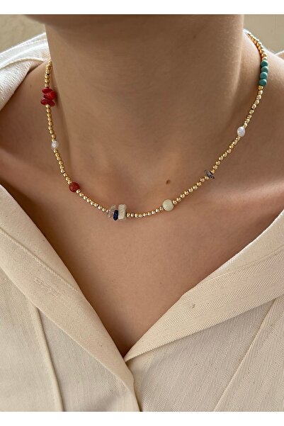 takıtarzım قلادة نسائية من الخرز مع اللؤلؤ الحجري المكسور