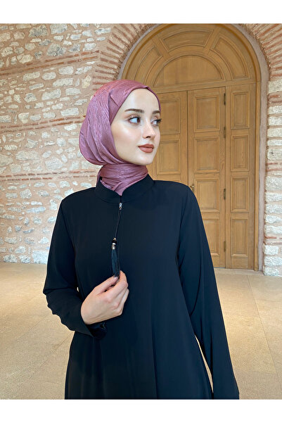 JALİA Women's Black Half Flared Zippered Hijab Ferace