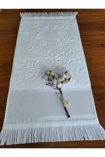 sarra 50x90cm SARRA ETAMIN FRINGED TOWEL - WHITE
