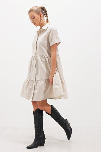 HAKKE Κοντό μανίκι φόρεμα με κουμπιά