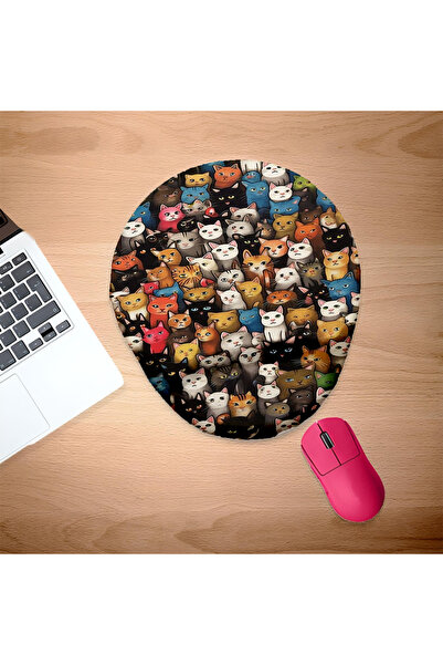 UcuruStore Πολύχρωμο Οβάλ Ποντικομαξιλαράκι με Στήριγμα Καρπού για Γάτες