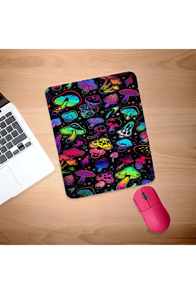 UcuruStore Πολύχρωμα Μαγικά Μανιτάρια Ορθογώνιο Μαξιλαράκι Ποντικιού με Στήρι...