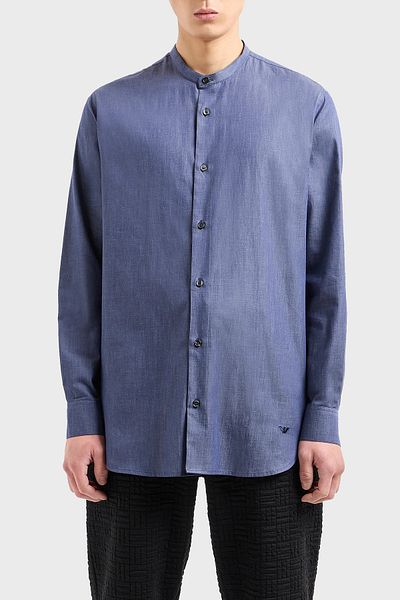 Emporio Armani Мъжка риза с памучна яка и лента 3D1CN8 1DAAZ 0941