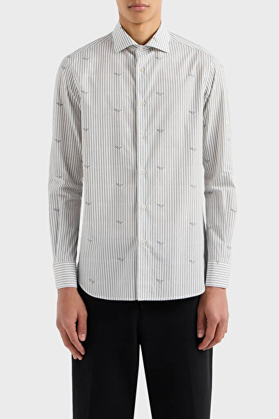 Emporio Armani Çizgili Pamuklu Regular Fit Gömlek Erkek GÖMLEK 3D1C86 1K3LZ F1H2