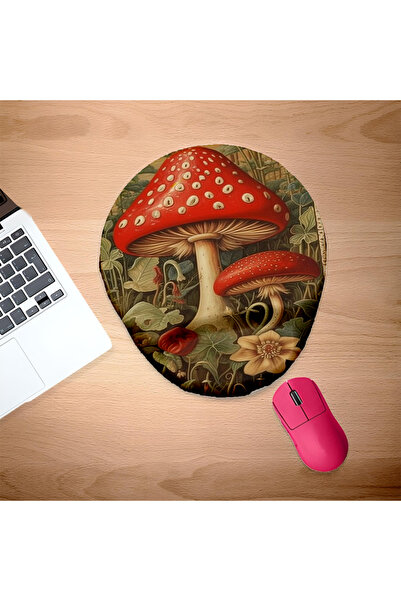 UcuruStore Κόκκινο οβάλ mouse pad με στήριγμα καρπού από φελλό