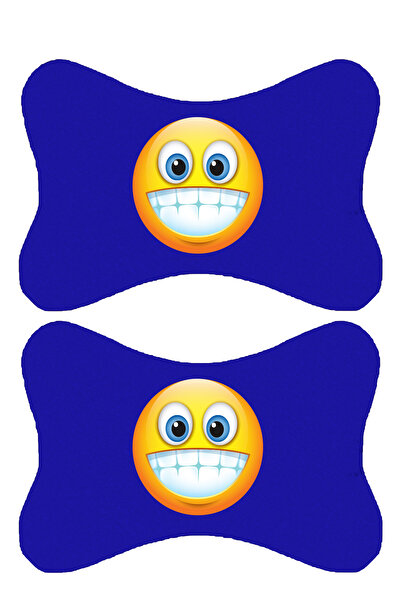 1araba1ev Set de 2 perne ortopedice albastre pentru gât auto, imprimate emoji...