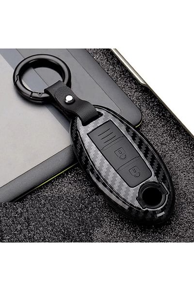bigkey Nissan Juke Qashqai X-Trail Infinity - Black Carbon Key Case Cover 2014/2022