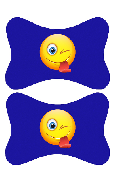 1araba1ev Set de 2 perne ortopedice albastre pentru gât auto imprimate Emoji ...