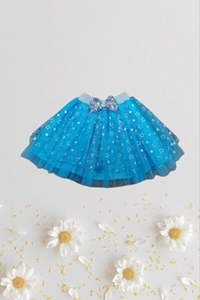 Nacar Kız Çocuk 23 Nisan 19 Mayıs Fiyonklu Yıldızlı Kısa Tütü Tüllü Gösteri B...